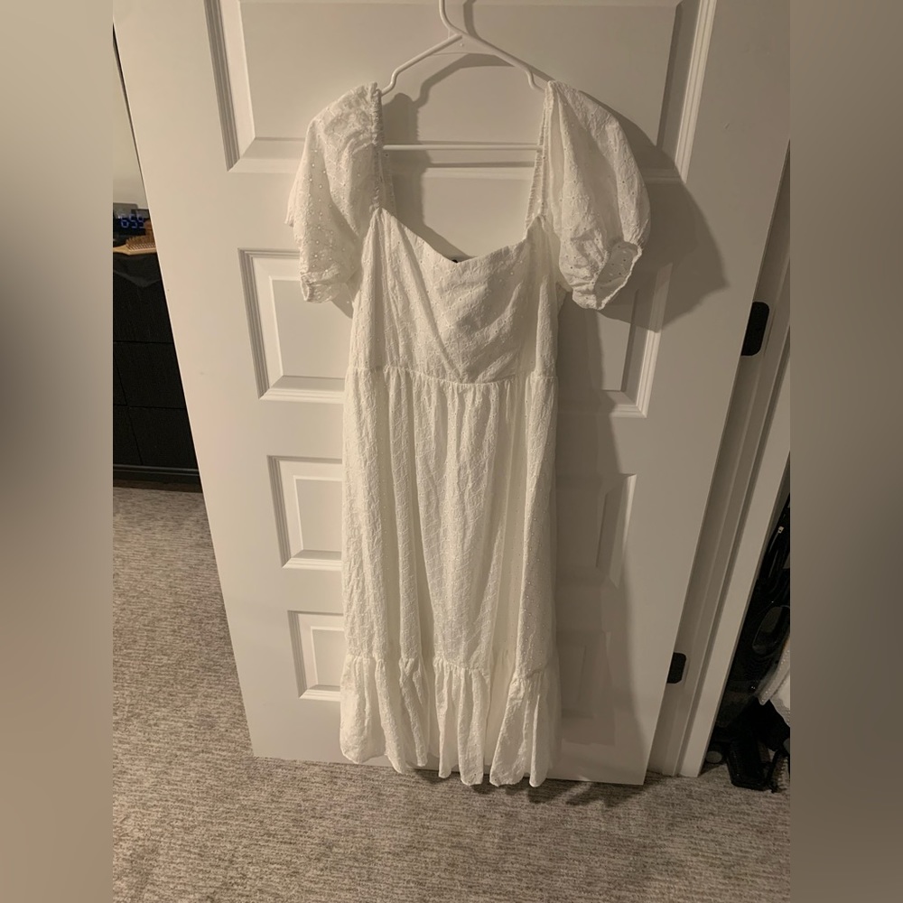 White eyelet midi dress